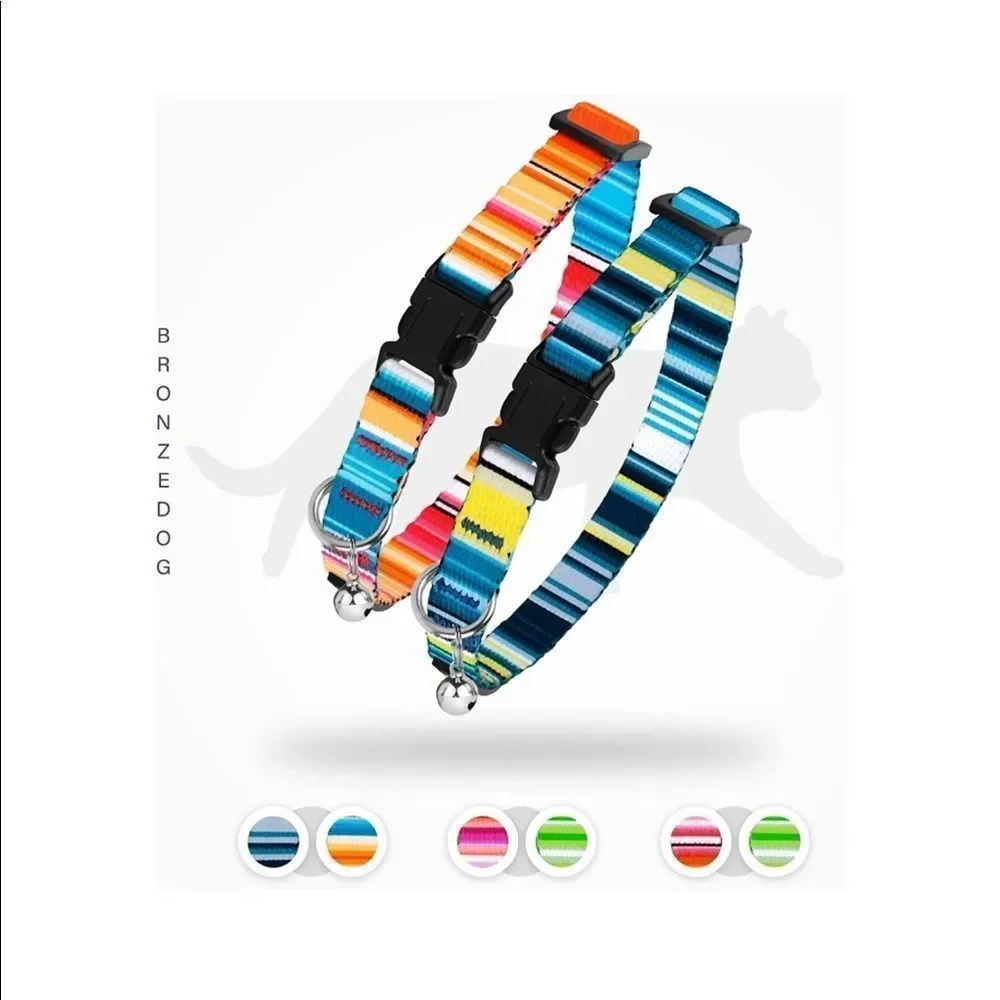 COPY - Tribal Breakaway Cat Collar with Bell 2 PCS Aztec Pattern Safety Collars